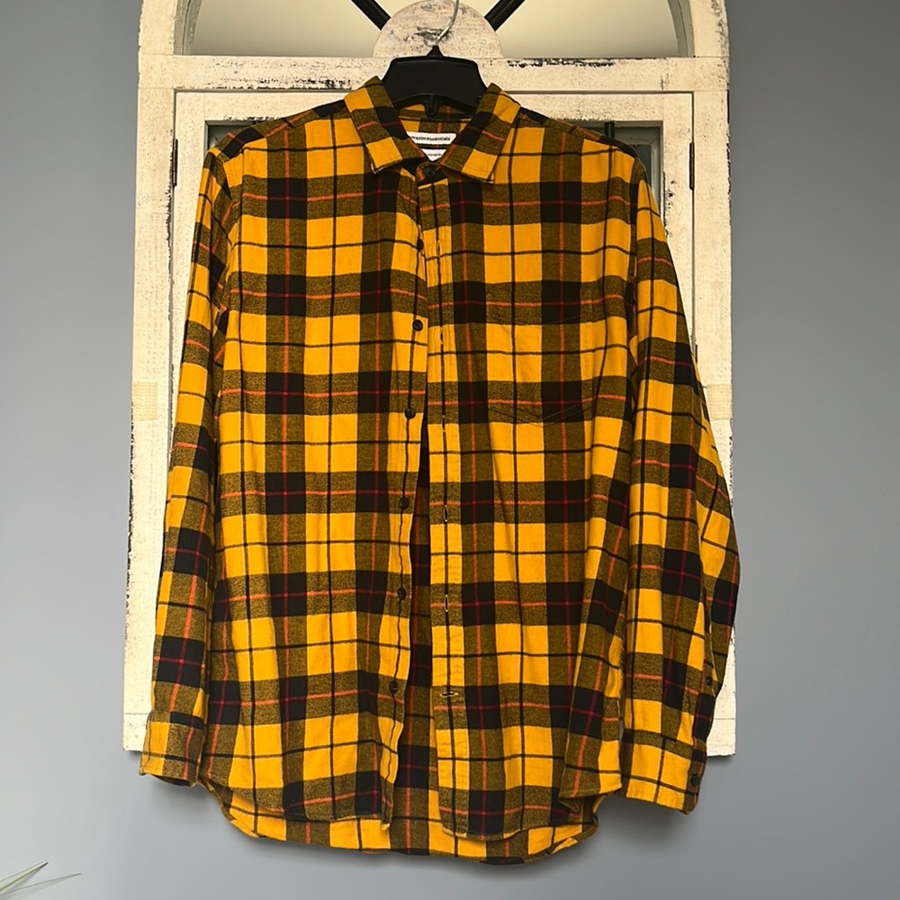 Amazon Essentials Plaid Flannel Button Down - Yellow - Medium